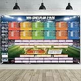 AhfuLife Groß WM Fußball Spielplan 2026 Poster Stoff 180 x 110cm für Fussballfans, WM Planer Enthält 48 Mannschaften Gruppen Knockout und Finale alle Ergebnisse der Spiele Vollversion (Deutsch, CEST)