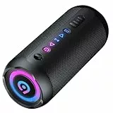 taopodo Bluetooth Lautsprecher mit Licht, Dualen Bass-Treibern, 30 Sth Akku, RGB Lichter, TWS Kopplung，AUX, TF Karte, Geeignet Outdoor/Party/Reisen