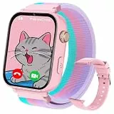 PTHTECHUS Smartwatch für Kinder, 4G GPS Kinder Smartwatch Uhr Telefon Video und Voice Smart Familienchat SMS WiFi, SOS Sport Schrittzähler Spiele, Kindergeschenke Armbanduhr Uhr für ab 4 Jahren, Rosa