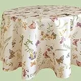 texpot Tischdecke 150 cm rund Druck Schmetterling Frühling Tischtuch Sommer