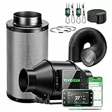 VIVOSUN Abluftset Rohrventilator 100mm AeroZesh G4 mit GrowHub E42A+, VPD-, Temp- und Feuchte-WiFi-Controller, Aktivkohlefilter und Schlauch für Growzelte und Hydrokultur