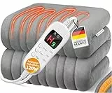 KESSER® Heizdecke aus Plüsch 180x130cm Grau TÜV SÜD GS geprüft | elektrische Wärmedecke mit Timer Abschaltautomatik | Kuscheldecke Decke | 9 Temperaturstufen | waschbar bis 40°C | Digitalanzeige