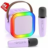 Karaoke Maschine Kinder, Geschenk für Mädchen 3-12 Jahre, Karaoke Kinder Spielzeug ab 3-12 Jahre Mädchen, Karaoke Maschine mit 2 Karaoke Mikrofon Kinder, Violett