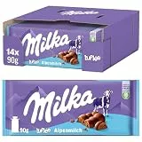 Milka Luflee Alpenmilch – Luftige Tafelschokolade mit feinen Luftblasen aus zarter Alpenmilch – 14 x 90 g