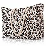 benpen Strandtasche XXL Familie mit Reißverschluss, Große Leo Badetasche Schwimmtasche Damen Faltbar, Beach Bag Strand Tasche Daily Shopper Sommertasche für Strand Reisen Urlaub Schwimmbad Pool