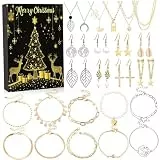 Muzrunq Schmuck-Adventskalender 2024, 24 Tage Gold- und Silberschmuck-Adventskalender, inklusive Ohrringen, Halsketten und mehr, Weihnachts-Countdown für Kinder Erwachsene