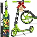 RE:SPORT® Cityroller für Kinder & Erwachsene mit Klingel & Tragegurt | Tretroller Scooter höhenverstellbar & klappbar bis 100 kg | Kinderroller Kickscooter rutschfestes Deck | Kickroller große Räder