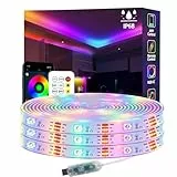 httpsmp 15m Ws2812 RGB+IC LED Streifen, IP68 Wasserdicht, 5V USB Betrieben, Musik Sync, Bluetooth App/RF Fernbedienung, Lichter für Balkon, Deck, Camping, Garten, Schlafzimmer, Dekor