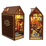 Lotvic 3D Holz Puzzle Buchstütze, Book Nook DIY Kit, Booknook Häuser Modellbausätze mit LED-Licht, PuppenhäUser Miniatur Haus Kit, Kreativität Geschenk für Unisex Erwachsene zum Bauen