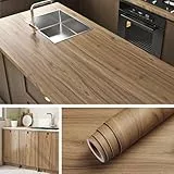 Livelynine Folie Arbeitsplatte Küche Holzoptik Natur Klebefolie Möbel Holzoptik Eiche für Schrank Tisch Möbelfolie Selbstklebend Braun Holz Küchenfront Lautsprecher Selbstklebende Folie Küche 40CMx2M