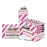Fisherman's Friend Raspberry, 24er Vorratsbox, Himbeere und Menthol Geschmack, zuckerfrei & vegan, Bonbons für frischen Atem, 24 x 25g