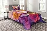 ABAKUHAUS Muttertag Tagesdecke Set, Blühende Rosen, Set mit Kissenbezug Maschienenwaschbar, für Einzelbetten 170 x 220 cm, Mehrfarbig