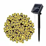 LAMPOP Solar Lichterkette Außen Wasserdicht 40ft 100LED Lichterkette 8 Modi Garten Weihnachtslicht für Blumenzaun, Hof, Sommerparty, Hochzeit (Warmweiß)