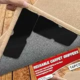 Birllaid 16 Stück Teppich Teppich Anti-Rutsch Greifer für Fußböden waschbar und wiederverwendbar Doppelseitige Teppich Klebeband für Bereich Teppiche, halten Ecken flach, Keine Beschädigung für Boden