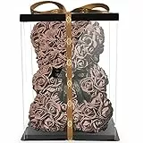 NADIR 25cm Blumenbär mit Schleife/inklusive vorverpackter Geschenkbox Größen/Valentinstag Muttertag Geburtstag Jahrestag Infinity Rosebear Bär aus Rosen Flower Blütenbär