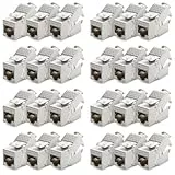 deleyCON 24x Keystone Modul CAT 6a Jack - Vollgeschirmt STP RJ45 Buchse Werkzeugfrei Dank Snap-In Montage CAT Rohkabel 500 MHz 10 Gbit/s