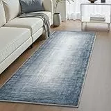 SIXHOME Abstrakte Teppich Wohnzimmer 80 * 150cm, Waschbare Teppich Schlafzimmer mit Rutschfester Unterlage und Dauerhafter Randeinfassung, Weich Carpet Minimalistischer, Blau