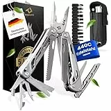 TREKLINE Premium Multitool Werkzeug [rostfreier Edelstahl] Survival Multifunktionsmesser perfektes Camping Zubehör, Multifunktionswerkzeug [28 Funktionen] Taschenmesser Outdoor, Camping Messer