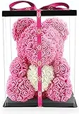 NADIR Rosen Bär Blumenbär mit Geschenkbox, Geburtstagsgeschenk für Frauen, Geschenk für Freundin zum Geburtstag Jahrestag, Rose Bear Teddybär, Geschenk Hochzeitstag