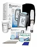 GLUCOFAST Duo Blutzuckermessgerät Bundle (mmol/L) – inkl. 50 Teststreifen & 100 Lanzetten | Starter-Set für präzise Diabeteskontrolle | einfach & hygienisch anzuwenden