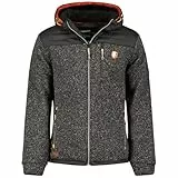Geographical Norway Toledoama Herren-Fleece, dünn, warm, mit Reißverschluss, für Herbst, Winter, Frühling, warm, langärmlig, Pullover, weiches Fell, Komfort, Outdoor (Schwarz, L), Schwarz, L
