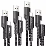 JSAUX USB C Kabel [4 Stück 1M+1M+2M+3M], USB C Ladekabel Typ-C Schnellladekabel Kompatibel mit iPhone 17 16 15 Pro Max, Samsung Galaxy S24 S22 S20 Note 20 A54 Pixel 8 7, Switch 2, CarPlay, Schwarz