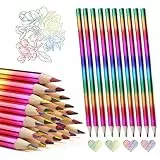 Ailvor Regenbogenstift, 48 Stück Regenbogenstifte Kinder, 4 in 1 Regenbogenfarben Stift, Buntstift Mehrfarbig, Zeichnung Bleistift Set für Kunst Zeichnung, Skizzieren und Färbung