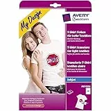 AVERY Zweckform MD1006 24 Textilfolien, T-Shirt selbst gestalten, T-Shirt bedrucken (Bügelfolie, helle Textilien, DIN A4, bedruckbare T-Shirt Folie zum Aufbügeln, Transferfolie für Inkjet-Drucker)