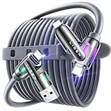 LISEN 4 in 1 Multi Ladekabel, Universal Ladekabel Mehrfach Anschlüsse mit USB C/A/Lightning, 240W USB C Schnellladekabel mit Licht für iPhone 16e 16 15 14 Pro/MacBook/iPad/Samsung S25/Switch PS5, 2M
