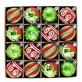Victor's Workshop Weihnachtskugeln 16tlg. 6cm Plastik Christbaumkugeln Set Christbaumschmuck für Weihnachtsbaum Dekoration Weihnachtsdeko Hausdeko Elfen Thema Rot Grün Weiß(M)