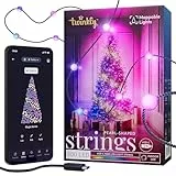 Twinkly Strings USB-C Pearls 200 LED, LED-Lichterkette in Perlenform, RGB LED-Lichter Mehrfarbig, Lichter zum Valentinstag, Kompatibel mit Alexa und Google Home, USB-C, Grünes Kabel, 12m