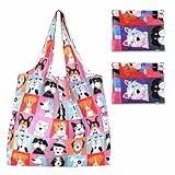 UILYNIU 2 Stück Große Leichte Einkaufstasche Faltbar, 46 x 40 cm Wiederverwendbare Einkaufstaschen für Damen, Einkaufsbeutel Stoffbeutel Tote Bag Shopping Bag für Täglichen Einkauf Reiseaufbewahrung