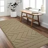 Biscpro Teppich Läufer 50x120cm Fußmatte Lang Waschbarer rutschfest Schmutzfangmatte Küchenteppich für Eingangsbereich Wohnzimmer,Flur,Büro,Schlafzimmer,Küchen-Light Taupe