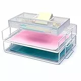 Exerz Briefablagen 2tlg/ Papiersortierer/Schreibtisch multifunktionaler Organiser/Dateihalter für Büro, Schule, Studie, 2-In-1-Schublade, Raumwunder (Weiß Plus)