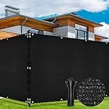 Duerer Privatsphäre Bildschirm Zaun 1.8m x 15.2m Heavy Duty Garten Windschutz 142 g/m² Blockade Schatten Abdeckung UV-Schutz Outdoor-Panel, Hinterhof, Terrasse Fechten Mesh Net Kabelbinder (schwarz)