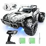 Tecnock Ferngesteuertes Auto 1:16 mit Scheinwerfer und Fahrgestellbeleuchtung, All Terrain Off Road RC Monstertruck 2,4GHz Spielzeug, 2 Akku für 60 Min. Laufzeit - Geschenk für Erwachsene Kinder