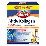 Abtei Aktiv Kollagen 5000 – Für gesunde Knochen und Muskeln – Hochdosiert, Zuckerfrei, Glutenfrei, Laktosefrei – Monatspackung – 30 Trinkampullen