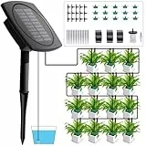 Joysing Solar Bewässerungssystem Garten 15M Bewässerungssystem Gewächshaus mit 15 Drip12 Timer, Automatische Bewässerung für Pflanzen im Urlaub Anti-Siphon Solar Bewässerung für Balkon Topfpflanzen