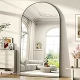 BEAUTYPEAK 200x90 cm Großer Bogen Ganzkörperspiegel, Gewölbter Standspiegel hängend oder lehnend an die Wand, Groß Bodenspiegel mit Ständer für Schlafzimmer, Wohnzimmer oder Ankleidezimmer, Schwarz