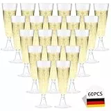 Lutranstra 60 Stück Plastik Champagnergläser Kristallklar,160ml Set Elegante Sektgläser für Hochzeit (60, 160ml)