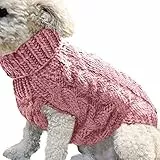 Petyoung Hundepullover Weste Warmer Mantel Haustier weiche Strickwolle Winter Pullover gestrickt Häkeln Mantel Kleidung für kleine mittlere Hunde (L, Dunkelrosa)