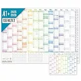 Häfft® XXL Wandkalender Schuljahr 2025/2026 A1 + (89 x 63 cm) groß, gefaltet 'Rainbow' Schuljahreskalender, Schuljahresplaner - nachhaltig & klimafreundlich