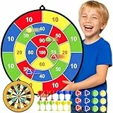 Spielzeug ab 3 Jahre,29'Dinosaurier Spielzeug für 3 4 5 6 7 8 Jahre Doppelseitige Dartscheibe Kinder 12 klebrigen Bällen 12 Darts Indoor/Outdoor Spiele für Kinder Geschenke 3-12 Jahren Jungen Mädchen
