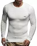 Leif Nelson Strickpullover Herren Rundhals (Ecru, Größe L) - Dünner Männer Strick Pullover für Winter & Sommer - Coole Crewneck Männer Pullover