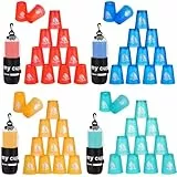 yeesport 48-Teiliges Sport-Stapelbecher-Set, Sport-Trainingsspiel für Wettkämpfe, Kunststoff-Stapelbecher, klassisches Familienspiel für Jugendliche und Erwachsene, Rot+Blau+Grün+Orange