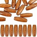 SEWACC 50 Stück Ovale Holzperlen, Großes Loch Fass-Holz-Abstandsperlen Retro-Naturrohrperlen Hölzerne Makramee-Perlen Für Schmuck Armbänder Girlanden