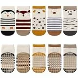 Kyopp 5 Paar Socken Baby Kleinkinder ABS rutschfeste Stoppersocken Kinder Tiermotive Sock Baumwolle Kindersocken Crew Socks