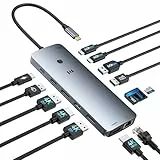 Selore Laptop Docking Station 3 Monitore, USB C Hub mit 2 HDMI 2DP, RJ45 Ethernet, 5 Gbit/s USB C/A, 100W PD SD/microSD für Dell/HP/Lenovo