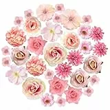 Jisrcha 23 Stücke Künstliche Blumen, Deko-Blüten, Kunstblumen Blumenköpfe Kunstblumen Klein, Kunstblumen Köpfe für Dekoblumen für DIY Hochzeits-Brautsträusse, Babydusche, Partydekoration (rosa)
