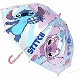 Lilo & Stitch Regenschirm für Kinder Transparent-Aufdruck mit Stitch und seiner Freundin Angel-Aus 100%POE mit Fiberglasgestell-Original in Spanien